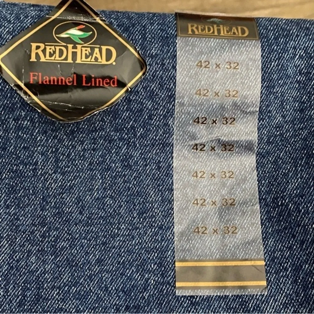 RedHead Jeans Mens Size 42X32 Flannel Lined Blue New‎ Button Fly Zip